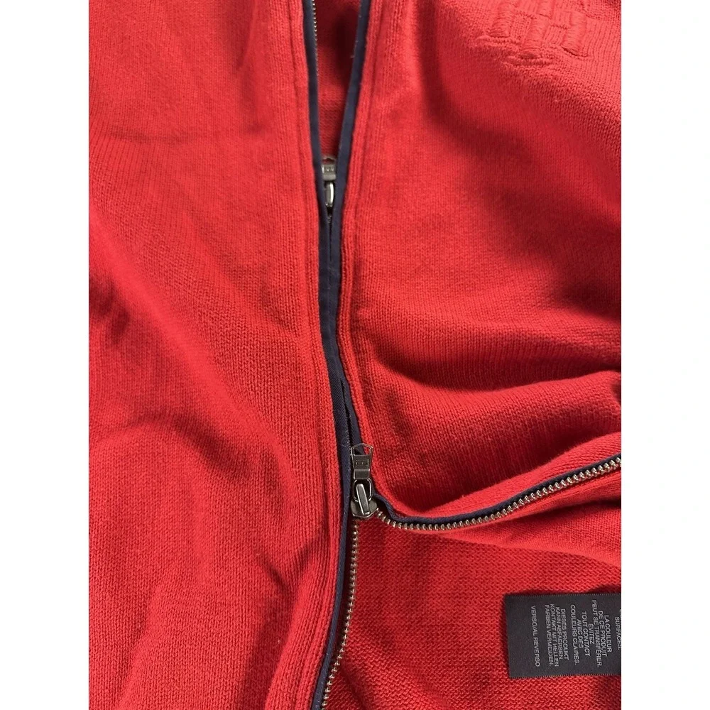 VTG Tommy Hilfiger 1/4 Zip Mens Largeee Sweater Pullover Red Embroidered Fleece